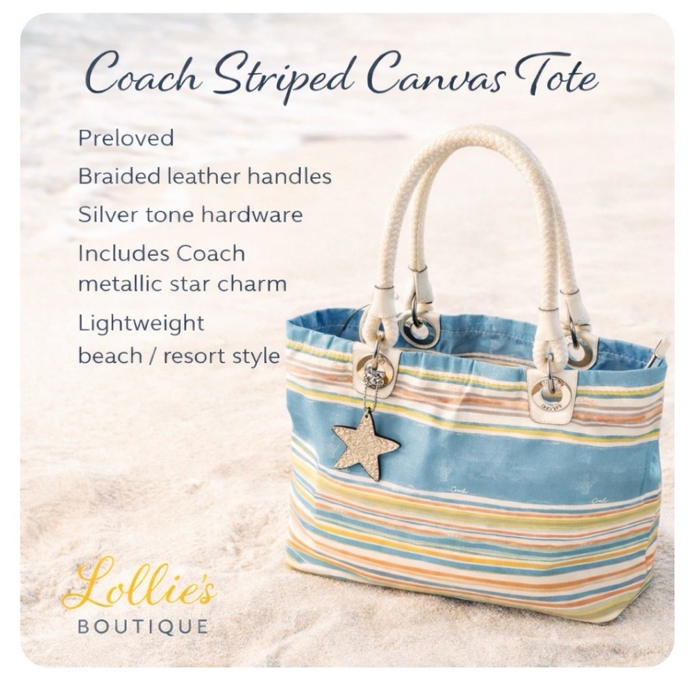 Coach Multicolor Striped Canvas Tote